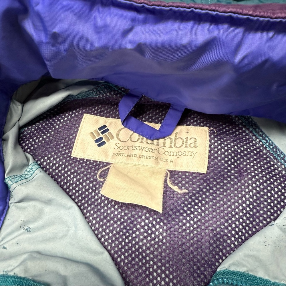 Men’s Vtg 90s Columbia Purple/Blue/Teal Windbreaker Nylon Jacket 1/2‎ Zip Coat L - Picture 13 of 13